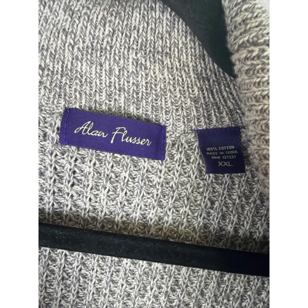 Alan Flusser Cardigan‎ Mens XXL Gray Shawl Collar Cotton Sweater Grandpacore